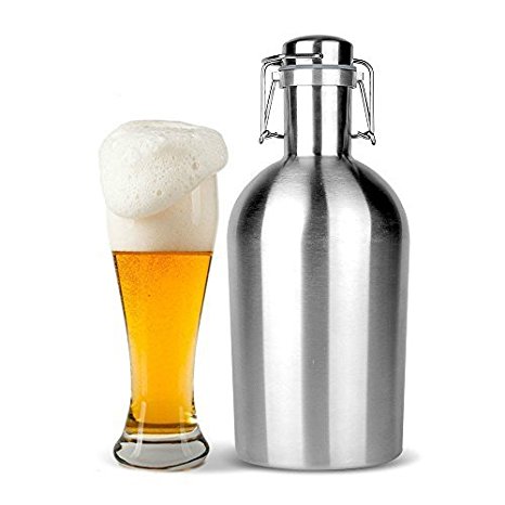 Olayer Beer Growler 64oz Swing Top Hip Flask Ultimate Growler 2L (Inner capacity 1.8L-1.9L) Botella Thermo Bottle
