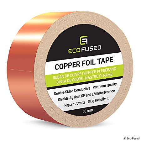 Premium Adhesive Copper Foil Tape - Double-Sided Conductive - 2 inch (50 mm) - EMI and RF Shielding, Paper Circuits, Electrical Repairs, Grounding, Arts and Crafts, Home Interior, Slug Repellent