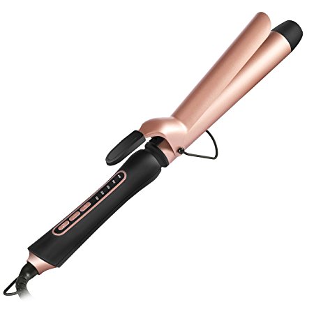 BESTOPE 1.25 Inch Curling Iron Tourmaline Ceramic Hair Curler Professional Hair Curling Wand with 430°F High Heat and Anti-Scald Insulated Wand Tip(Rose Gold)
