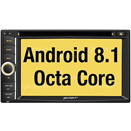 PUMPKIN Android 8.1 Car Stereo Double Din DVD Player with 32GB  2GB, GPS, WiFi, Support Backup Camera, Android Auto, AUX, USB SD, 6.2 Inch Touchscreen