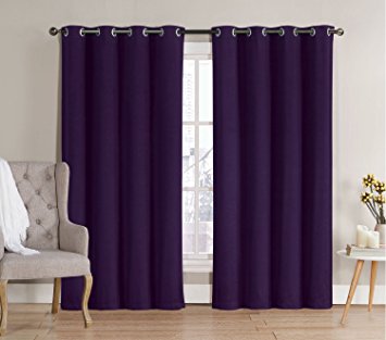 Ruthy's Textile 2- Piece Thermal Blackout Window Curtian Grommet Panel Width 52 in X 90 in Total Width 104 in X 90 In (Purple)