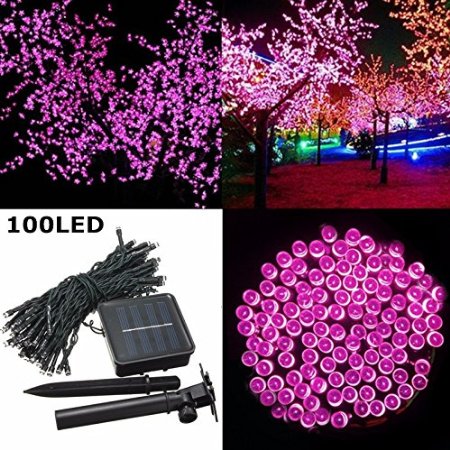 SOLMORE Solar Powered LED String Light, Ambiance Lighting, 17M 100 LED Starry Solar Fairy String Lights for Outdoor, Gardens, Homes, Christmas Party Holiday Landscape Decor Pink