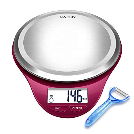 Digital Food Scale with Vegetable Peeler, Digital Weight, Grams and Ounces by NUTRI FIT,Wine Red