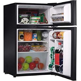 Galanz 3.1 cu ft Compact Refrigerator Double Door, Black