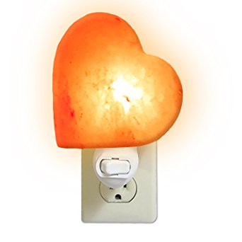 SWEET VALLEY HOME XLarge Heart Natural Crystal Himalayan Salt Night Light Lamp - Air Ionizer Decorative Air Purifier with Wall Plugin