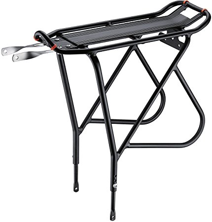 Ibera PakRak Bicycle Touring Carrier Plus, Frame-Mounted for Heavier Top and Side Loads, Height Adjustable, Fender Board, Black