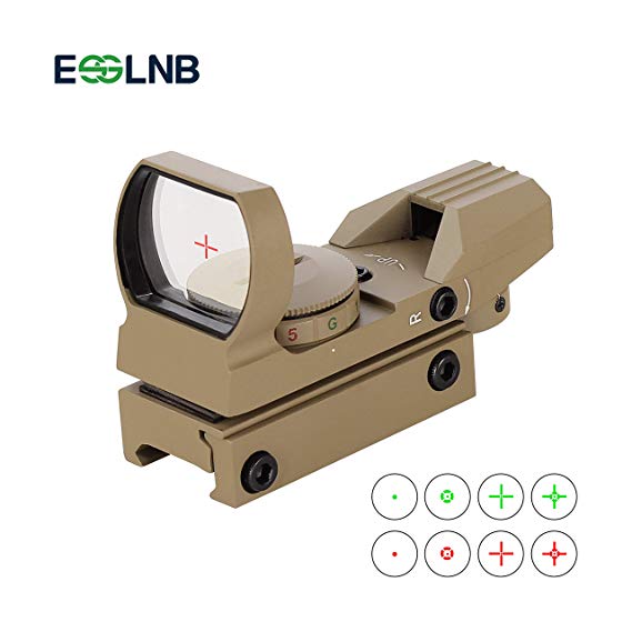 ESSLNB Reflex Sight Red Dot Sight Scope 4 Reticles with 20/22mm Weaver/Picatinny Rail Mount and Cover for Hunting 5 Adjustable Brightness