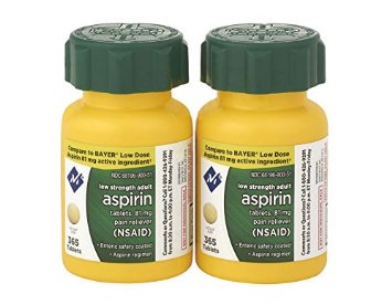 Member's Mark Low Dose Strength Adult Aspirin 81 mg Pain Reliever 730 Tablets 2 Bottles 2 x 365 (Compare to Bayer) NSAID