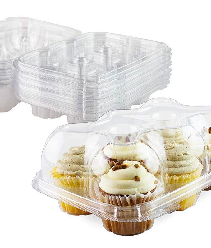 Premium 6 Cupcake Carrier Container, Cupcake Box, High Dome, 15 Pack - By Chefible
