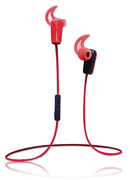 RevJams Active® Sport Wireless Bluetooth 4.0 Earbuds with Noise Isolation and in line microphone - Red