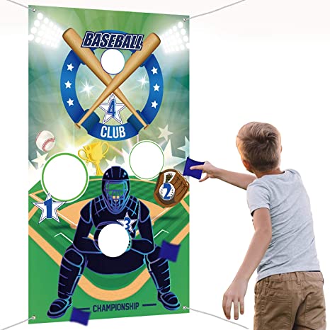 Baseball Toss Games with 3 Bean Bags, Indoor and Outdoor Bean Bag Toss Game, Sport Theme Party Decorations Supplies