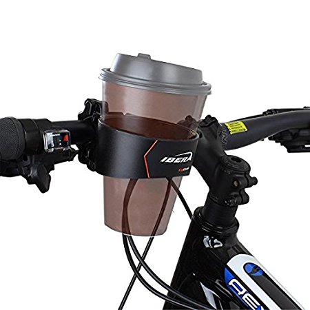 Ibera Bike Handlebar Coffee Cup Holder and BarClamp Mount, Angled Rim