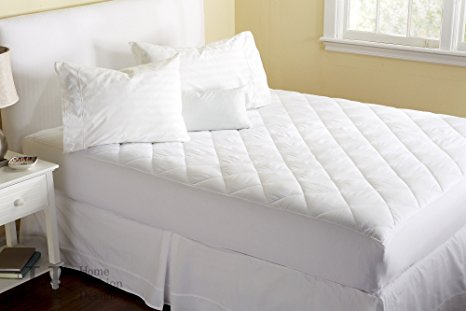 Premium Hypoallergenic Quilted Ultra Soft Fitted Mattress Pad. Stretches up to 18 Inches Deep. Cassidy Collection by Home Fashion Designs. (Queen)