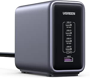 UGREEN 300W Nexode USB C Chargeur Station PD 3.1 140W Charge Rapide Prise Secteur Bureau GaN Tech Compatible avec iPhone 16 Plus Pro Max 15 MacBook Pro Air M3 M2 M1 Galaxy S24 Plus Ultra iPad