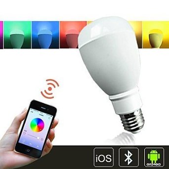 H LUX 13W E26/A19 Bluetooth Smart LED Light Bulb,App Remote Controlled,Dimmable RGBW Multicolored Color Changing Christmas Lights,Built-in 10 Modes,100W Equivalent,Compatible with Apple,Android,Tablet Devices