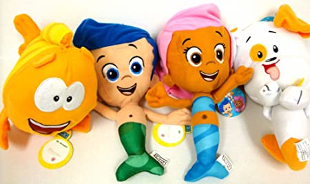 Bubble Guppies Gil, Molly, Mr Grouper and Bubble Puppy 4 Plush Doll Set 12"