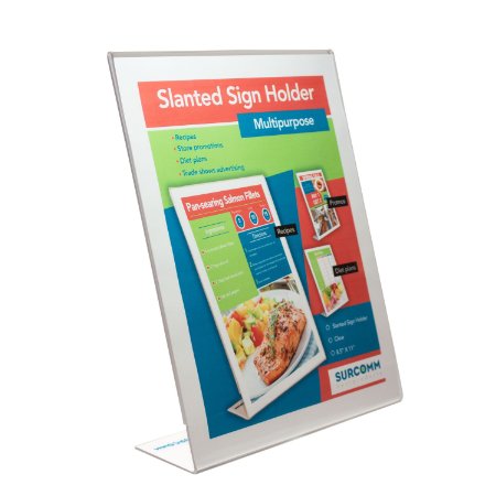 8.5 x 11 Inches Crystal Clear Acrylic Slanted Sign Holder to display your favourites recipes your stunning promotions or your lovely family photos