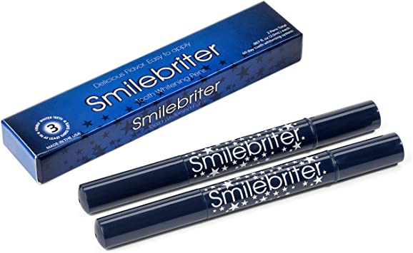 Smilebriter Teeth Whitening Gel Pens, 2 Pens :: No Peg, PPG, Artificial Flavors, or GMOs :: Gentle on Sensitive Teeth, Organic Ingredients :: Supports Dental Health, Mint Flavor