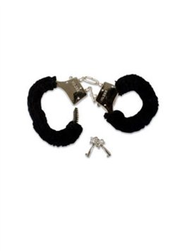 Sexy Soft Steel Fuzzy Black Furry Handcuffs Hand Cuffs