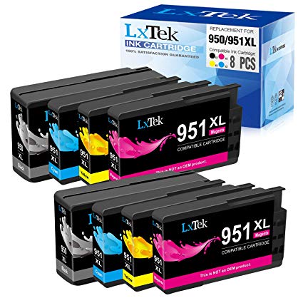 LxTek Compatible Ink Cartridge Replacement for HP 950XL 951XL 950 XL 951 XL to use with OfficeJet PRO 8600 8610 8620 8630 8100 8625 8615 276dw, 8 Pack (2 Black|2 Cyan|2 Magenta|2 Yellow)