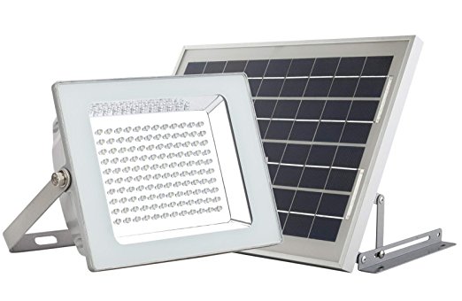 MicroSolar - HEAVY DUTY LIGHT FIXTURE - Lithium Battery - 120 LED IP65 Solar Flood Light --- Automatically Working from Dusk to Dawn at Good Sunshine // Wall / Ground Mounted // FL4-B