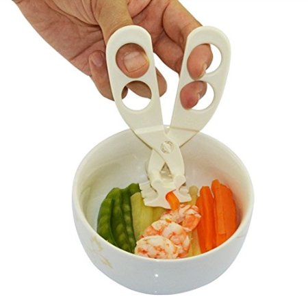 Cuddle Baby NOT-QUITE-SHARP Food ScissorPortable Food ShearerVersatile Food Cutter Comes with Travel Storage case - White