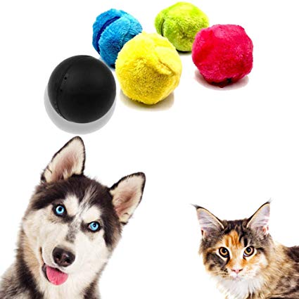 Neepanda Magic Roller Ball Toy, Dog Cat Pet Toy Automatic Roller Ball Magic Ball for Cleaning Home and Pet Toys (1 Rolling Ball and 4 Color Ball Cover)