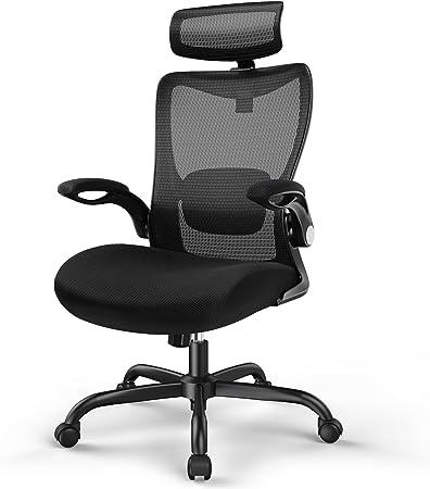 ErGear Office Chair, Desk Chair with Flip-Up Armrests, Ergonomic Office Chair with 2'' Adjustable Lumbar Support & Headrest, High Back Computer Chair Mesh Office Chair with Wheels for Home Office