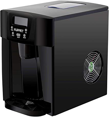 KUPPET 2 in 1 Countertop Ice Maker Water Dispenser, Ready in 6min, Produces 36 lbs Ice in 24 Hours, LED Display (Black)