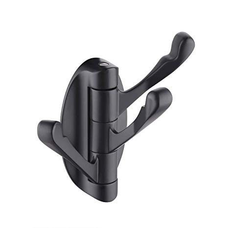 KES SOLID METAL Coat Hook Folding Swing Arm Swivel Hook with Multi Three Foldable Arms for Bathroom Kitchen Garage Wall Mount Matt Black, A5060-BK