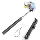 Selfie Stick Enther Self-portrait Monopod Extendable Wireless Bluetooth Selfie Stick with built-in Bluetooth Remote Shutter With Adjustable Phone Holder for IOS and Android Devices Black