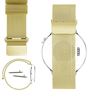 No1seller 18mm Magnetic Lock Milanese Loop Stainless Steel Strap Watchband for Huawei Watch - Gold