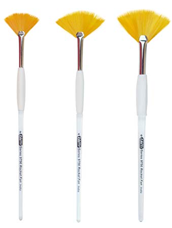 ZEM BRUSH Rocket Gel Grip Ergonomic Fan Short Acrylic Handle Brush Set Sizes 2,4,6