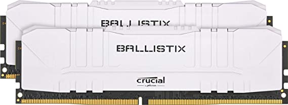 Crucial Ballistix BL2K16G32C16U4W 3200 MHz, DDR4, DRAM, Desktop Gaming Memory Kit, 32GB (16GB x2), CL16, White