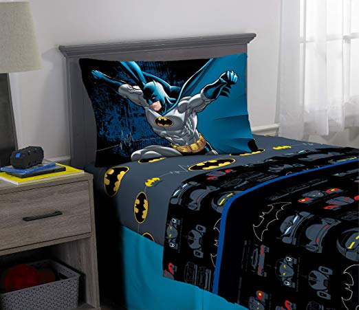 Warner Bros Batman Kids Bedding Soft Microfiber Sheet Set Twin Size 3 Piece Set Twin Size 3 Piece Set