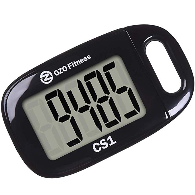 OZO Fitness CS1 Simple Step Tracker Pedometer for Walking. Large Display Step Counter with Lanyard