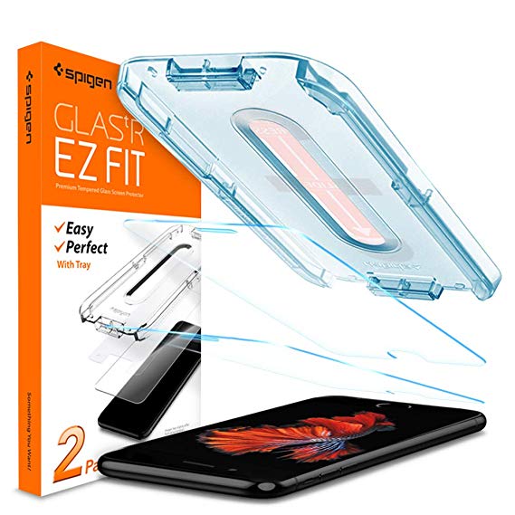 Spigen, 2Pack, iPhone 7/8 Screen Protector, EZ FIT, Glas.tR Slim, Installation Kit Included, 9H Tempered Glass, Case Friendly, Bubble-free, Anti-Scratch, Anti-fingerprint (054GL22382)