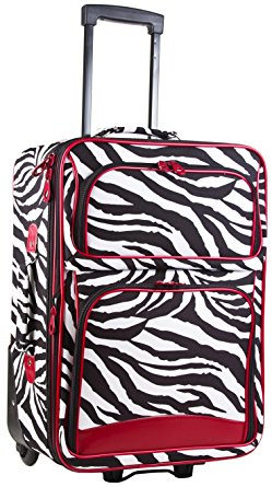 Ever Moda Red Zebra 20-inch Expandable Carry On Rolling Luggage