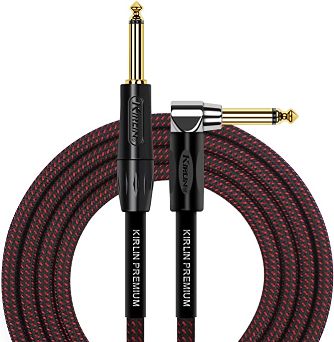 KIRLIN Cable IWB-202BFGL-10/BR 10-Feet Premium Plus Instrument Cable, Black/Red Woven Jacket