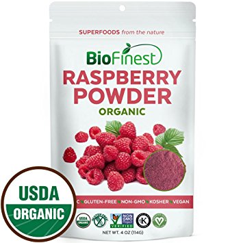 Biofinest Raspberry Juice Powder - 100% Pure Freeze-Dried Antioxidants Superfood - USDA Certified Organic Kosher Vegan Raw Non-GMO - Boost Digestion Weight Loss - For Smoothie Beverage Blend (4 oz)