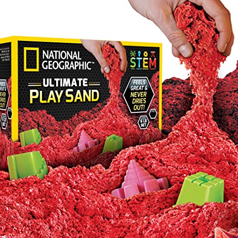 National Geographic Play Sand - 6 LBS of Sand with Castle Molds (Red) - A Kinetic Sensory Activity