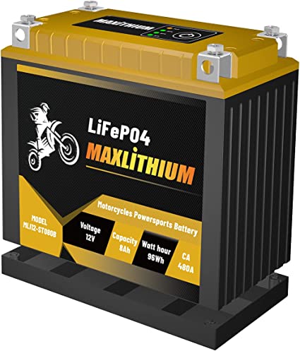 YTX12-BS/YTX14-BS 12V 8Ah Lithium Powersports Motorcycle Battery with Smart BMS, 480CCA Compatible ATV, UTV, Scooter, Snowmobile, 4 Wheeler, Lawn Mower, and Generator Battery Harley Davidson, Seadoo
