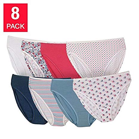 Felina Women's Hi-Cut Cotton Bikini (8-Pack)