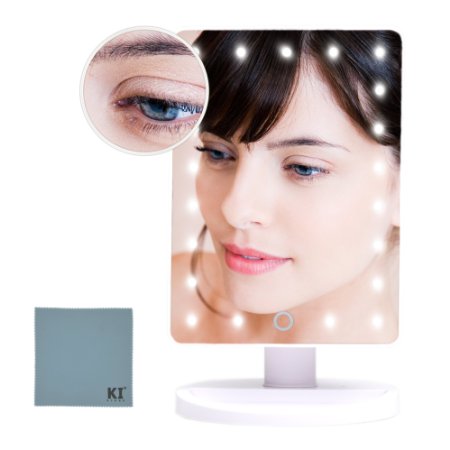 KI Store 2016 NEW UV Coating Touch Screen Battery Operated Cordless LED Lighted Vanity Makeup Mirrors with Portable 3quot 10x Magnifying Spot Mirror White