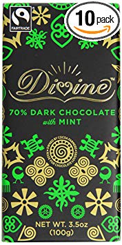 Divine Dark Chocolate Bar, Mint, 3.5 Ounce (Pack of 10)