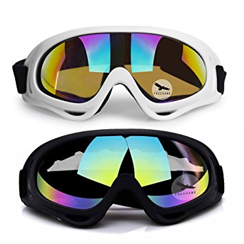 Freehawk Ski Goggles, 2Pcs Snowboarding Goggles Skate Glasses Anti-wind Ski Glasses Motorcycle Goggles Riding Goggles Eyewear for Adult Skiing, Skating, Motorcycling and Riding