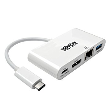 Tripp Lite USB C to HDMI Multiport Video Adapter Converter 4K w/ USB-A Hub, USB-C PD Charging Port & Gigabit Ethernet Port, Thunderbolt 3 Compatible, USB Type C, USB Type-C  (U444-06N-H4GU-C)