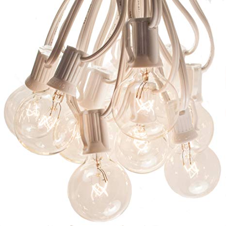 Hometown Evolution, Inc. Globe String Lights (100 Foot, G40 Clear - White Wire - 1.6 Inch 5 Watt Bulbs)