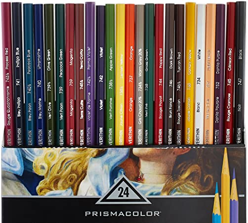 PRISMACOLOR VERITHIN Pencil, Artist Quality Hard Thin Lead Pencils, Box of 24, Assorted Colours (2427)