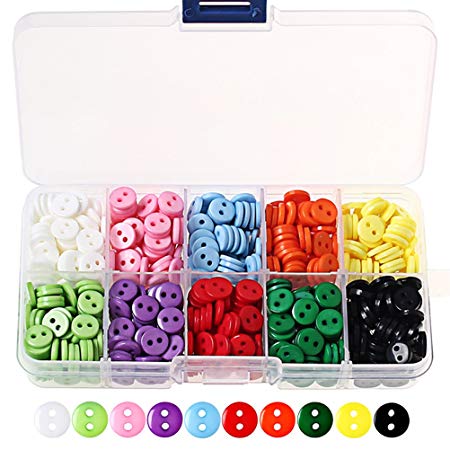 Wode Shop 750 Pieces Mixed Colours Resin Buttons, Craft Buttons with Plastic Storage Box for DIY Sewing Crafting
